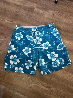Tommy Hilfiger Teal Floral Swim Board Shorts